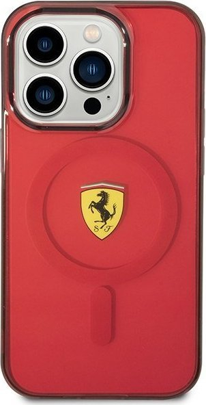 Mbështjellës telefoni Ferrari Translucent MagSafe, për iPhone 14 Pro, transparant, i kuq