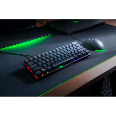 Tastierë gaming Razer Huntsman Mini, 60%, me switch optik clicky, Chroma RGB, layout gjerman, e zezë