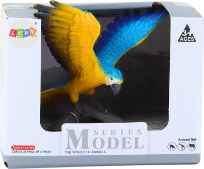 Figurinë papagall Leantoys Parrot Ara Ararauna, 7 cm, me plot ngjyra