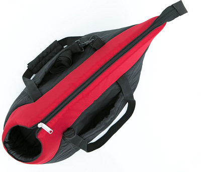 Çantë transporti për kafshë Hobbydog R3, material nubuck, për qen të vegjël dhe mace, e zezë me shall të kuq