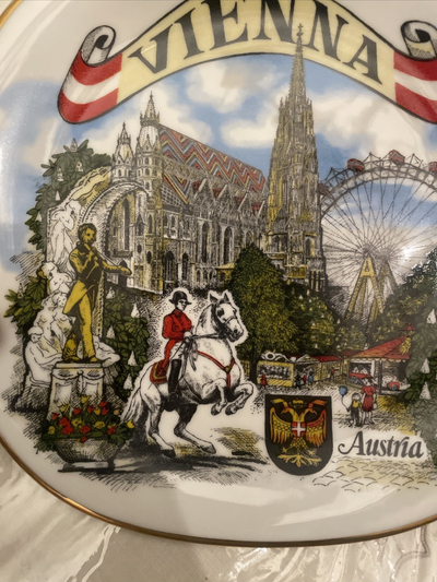 Pjatë dekorative Hassenpflug Vienna, porcelan, 20 cm, e bardhë me buzë me ar