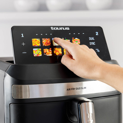 Fritezë me ajër të nxehtë Taurus Air Fry Duo Slim, 13 L, 2 shporta, 2800W, e zezë
