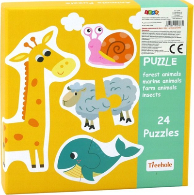 Puzzle edukative Leantoys Animals, 48 copa, për kalamaj, shumëngjyrëshe