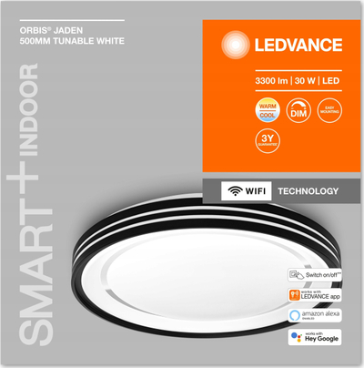 Plafon LED LEDVANCE SMART+ Orbis Jaden, WiFi, 50 cm, bardh e zi
