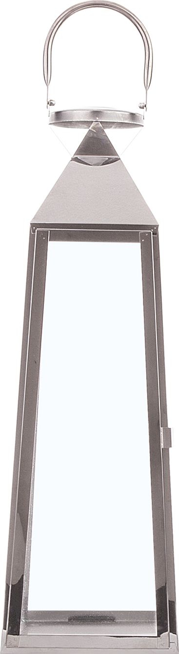 Fener metalik dekor, çelik inox, 42 cm, argjendtë