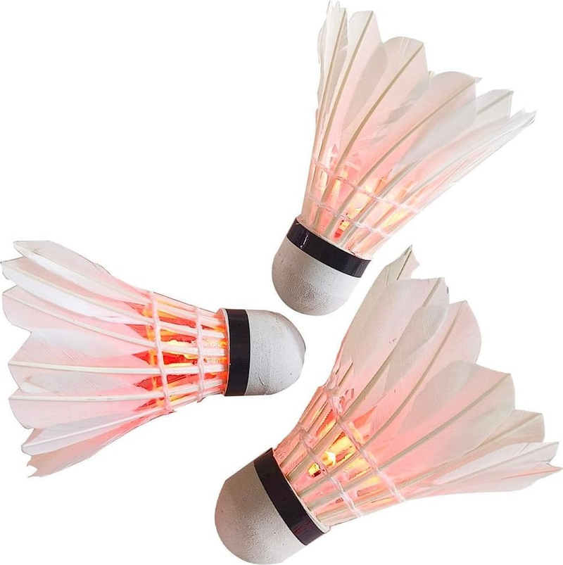 Shuttlecock badminton Enero, set 3 copë, pupla, LED