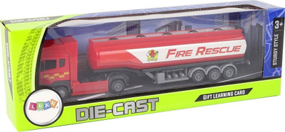 Kamion lodër zjarrfikës Leantoys Fire Department, cisternë, 30cm, i kuq
