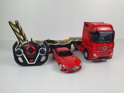Lodër me telekomandë Rastar Mercedes Benz Actros AMG GTS, shkallë 1:26, kamion me rimorkio, e kuqe