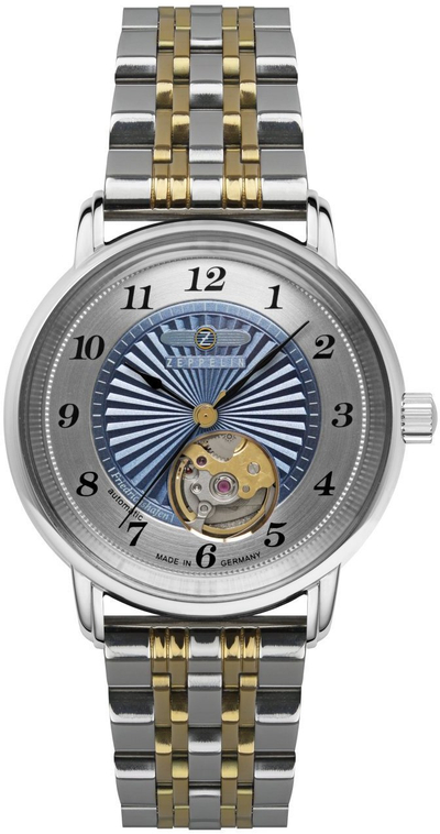 Orë automatike unisex Zeppelin Friedrichshafen 8567M-3 Open Heart, 36mm, 5ATM, argjend