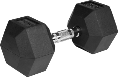 Hantelë Technofit gjashtëkëndore, 1 x 20 kg, me gomë, e zezë