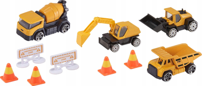 Set lodrash ndertimi Teamsterz Building Machines, makina metalike me gjithe aksesorët, te verdha