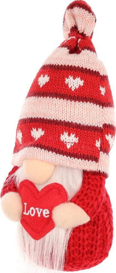 Figurinë dekorative Saska Garden Gnome With Heart Love, 19 cm, për Shën Valentin