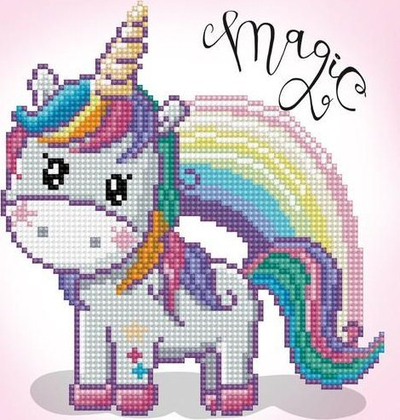 Set kreativ Diamond Dotz Magic Rainbow, mozaik me gurëza, motiv unikorn, shumëngjyrësh