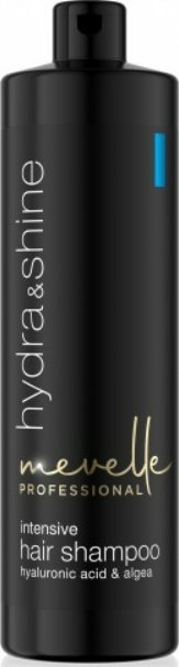 Shampo flokësh Mevelle Professional Hydra &amp; Shine, intensive, me acid hialuronik dhe alga, e zezë