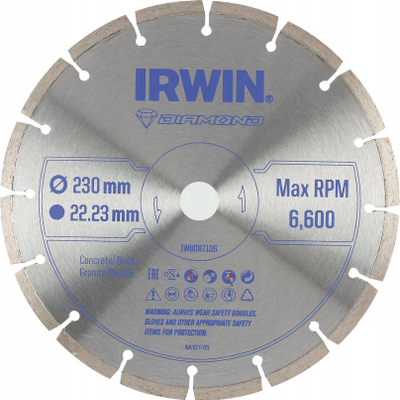 Disk diamant prerës Irwin IW8087106, 230mm, vrimë 22.23mm