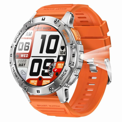 Smartwatch Gravity GT22-4, ekran me ngjyra, i papërshkueshëm nga uji, portokalli me të zezë