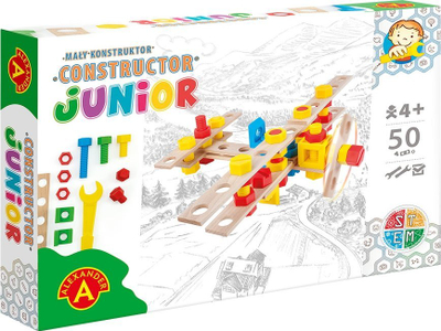 Set konstruktori druri Alexander Constructor Junior Aeroplane, 50 pjesë, 4+, shumengjyrësh