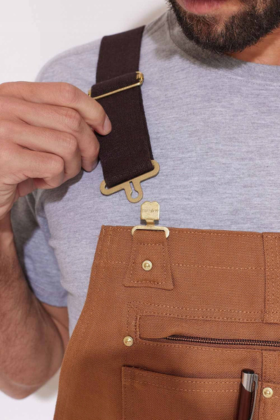 Работен комбинезон Carhartt Duck Bib, relaxed fit, памучен платнен canvas, за мажи, кафеав