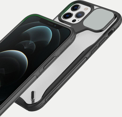 Mbrojtëse telefoni Nillkin Cyclops Case për iPhone 13 Pro, me kapak kamere edhe këmbë mbajtëse, e zezë