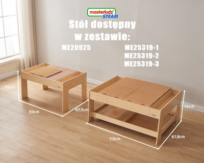 Tavolinë loje e mësimi Masterkidz STEM Wooden Wall, panel druri, 135 copa, ngjyrë druri natyrale