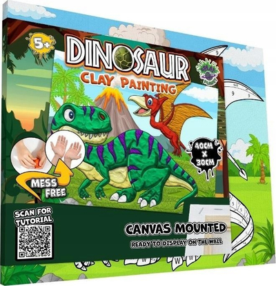 Set kreativ Splat Planet Painting On Canvas Dinosaurs, kanavacë 30x40cm, 20 ngjyra balte, shumëngjyrësh