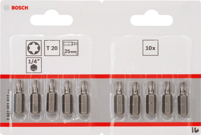 Set bitash Torx Bosch Extra Hard T20, 25mm, 10 copë
