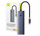 Hub USB C Baseus UltraJoy 6 në 1, HDMI 4K, 3x USB 3.0, RJ45, 100W PD, gri