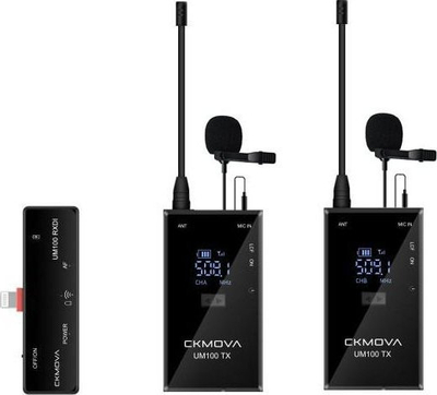 Mikrofon pa tel CKMOVA UM100 Kit6, lavalier UHF, me Lightning, i zi