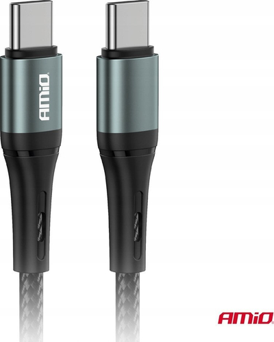 Kabllo karikimi AMiO 03915 USB C, 2m, 60W, e zezë gri