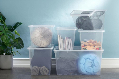 Kuti plastike Basic PT2299 për nën shtrat, 59.5x39.5x16.9cm, transparente