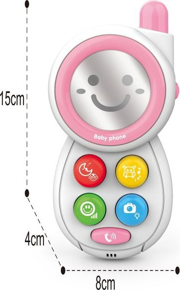 Lodër telefon për beba Woopie Baby Phone, me tinguj edhe melodi, rozë