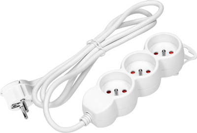 Zgjatues rryme Orno me 3 priza 2P+Z, 1.5 m, 3 x 1.5 mm², 16A, i bardhë