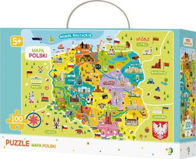 Puzzle edukativ Trefl Map of Poland, 100 pjesë, shumëngjyrësh