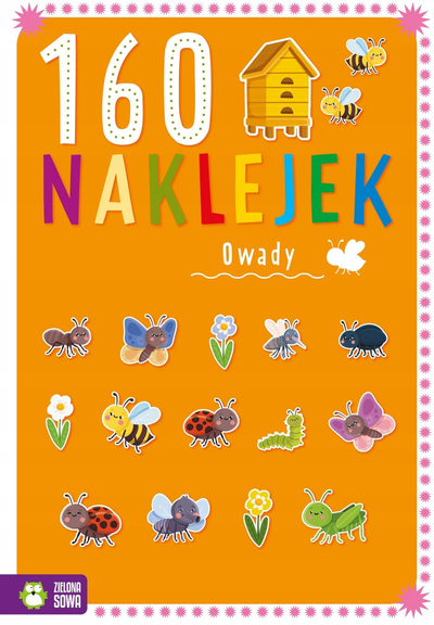 Liber me ngjitësa edukativ Zielona Sowa 160 Naklejek Owady, 160 ngjitësa, insekte, portokalli
