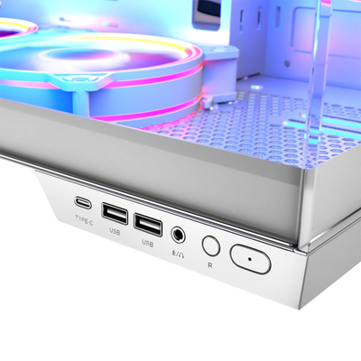 Kasa kompjuteri Modecom Volcano Panorama Apex ARGB 7F, ATX, 7 ventilatorë ARGB, e bardhë