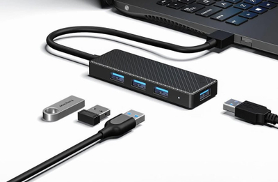 Hub USB INVZI MH04, 4 porta USB 3.0, 5 Gbps, i zi