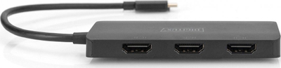 USB HUB Digitus me 3 porta USB C në 3x HDMI, 4K, i zi