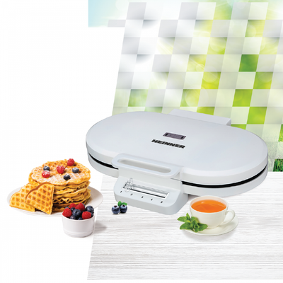 Aparat për waffle Heinner HWF-F14002WH, 1400W, pllaka jo ngjitëse, i bardhë