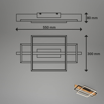 Ndriçues Briloner Led 32W, 3200 lm, 3000K, 55x30x8 cm, i zi/kafe e hapur