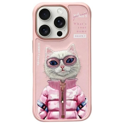 Kapak telefoni Nimmy Cool & Cute 2.0 për iPhone 16 Pro Max 6.9", me mace, rozë