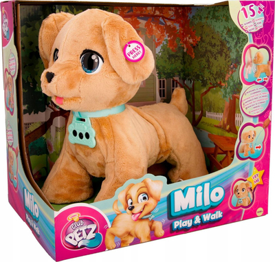 Loje interaktive Club Petz Milo, qenush pelushi, me zëra dhe ecje, bezhë
