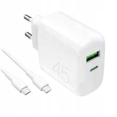 Karikues muri Puro Daily Prolite, 45W, USB‑C PD dhe USB‑A, i bardhë