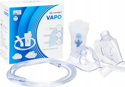 Сет додатоци за небулизација Meriden Vapo 14523095, маска за деца и возрасни, воздушно црево, бела
