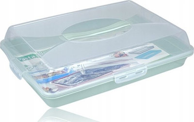 Kuti katrore për tortë Dunya, plastike, me kapak transparent, transparente