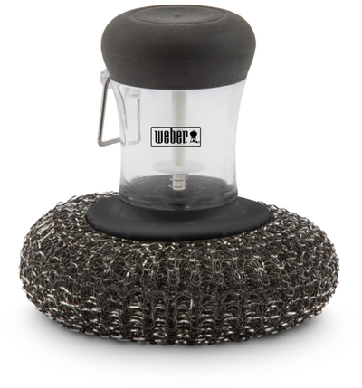 Furçë pastrimi Weber Plancha Scourer, rrjetë metalike, me dorezë të rehatsme, e zezë