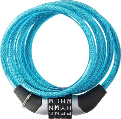 Катанец за велосипед Dunlop со лозинка, 120 cm, комбинација со букви, сина боја