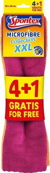 Peshqir mikrofiber Spontex Microfibre Collection XXL, 36x38cm, set 4+1, rozë
