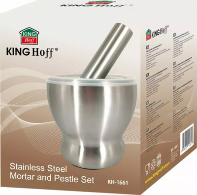 Havan kuzhine KingHoff KH-1661, çelik inox, me kapak, argjendtë