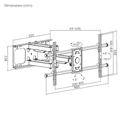 Mbajtëse lëvizëse për TV Brateck	LPA49-486, 43"-90", 75 kg