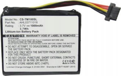 Bateri Li-ion për GPS TomTom, 3.7V, 1000mAh, e zezë